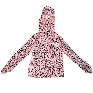 Coolibar Kids XS Pink Leopard Andros Fishing Hoodie UPF 50 Sun Shirt 10089